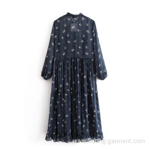 Women Clothing Flower Printing Loose Dress